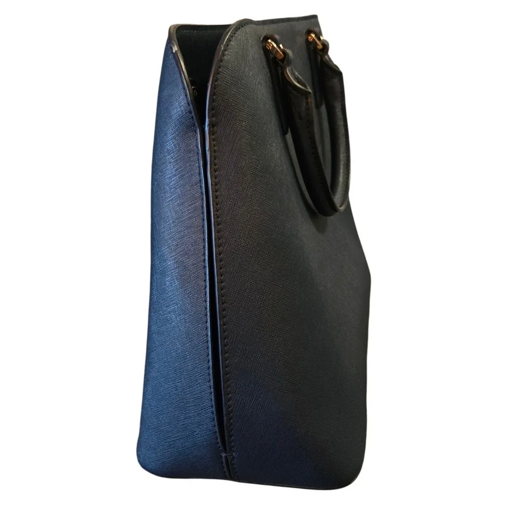 Tory Burch Navy Blue Structured Satchel Handbag Saffiano Leather Large‎ Tote